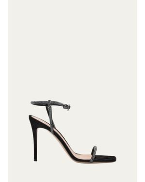 Gianvito Rossi 95Mm Suede Crystal Ankle-Strap Sandals - White