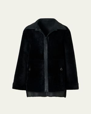 Akris Harper Reversible Lamb Shearling Single-Breasted Jacket - Black