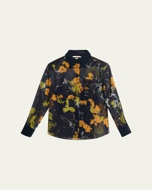 Jason Wu Shadow Floral Crepe De Chine Button-Down Shirt - Blue