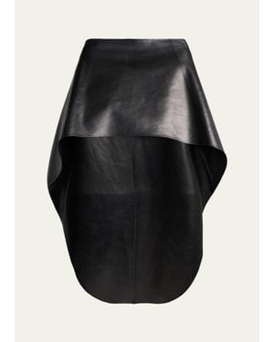 Balenciaga Smooth Leather High-Low Cape - Black