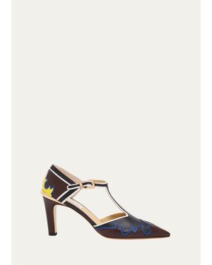 Gabriela Hearst 75Mm Duna Western Leather Ankle-Strap Pumps - White