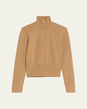 AEXAE Knit Stand Collar Cardigan - Natural