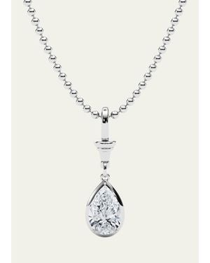 HauteCarat 18K Ball And Chain Pear Shape Lab Grown Diamond Pendant Necklace, 3.0Tcw - White