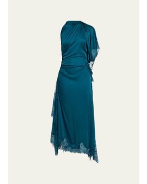 A.L.C. Miriam Draped Satin Lace Dress - Blue