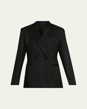 Isabel Marant Ranya Pinstripe Double-Breasted Jacket - Black