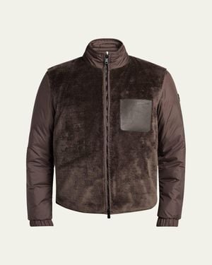 Moncler Edit Dark Teddy Fleece And Padded Reversible Livra Jacket - Brown