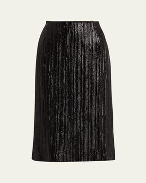 Prabal Gurung Sequined Plisse Pencil Skirt - Black