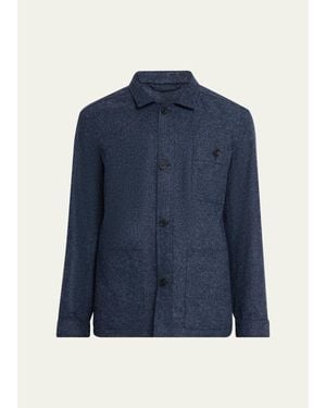 Anderson & Sheppard Wool Patch-Pocket Shirt Jacket - Blue