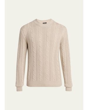 ZEGNA 7Gg Oasi Cashmere Cable Crewneck Sweater - Natural