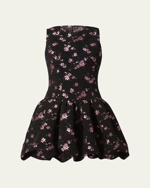 Shoshanna Raffaella Velvet Jacquard Bubble Mini Dress - Black