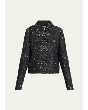 Michael Kors Frayed Cotton Denim Jean Jacket - Black