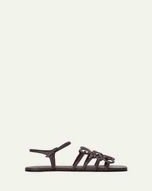 Loewe X Paula's Ibiza Petal Anagram Leather Ankle-Strap Sandals - Natural