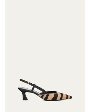 Stuart Weitzman 50Mm Vinnie Zebra Calf Hair Slingback Pumps - White