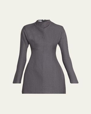AEXAE Contoured Turtleneck Mini Dress - Gray