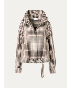 Akris Punto Houndstooth Tweed Wool-Blend Blouson Jacket - White