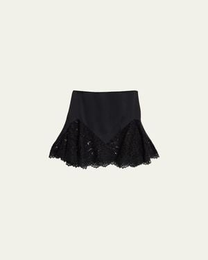 Stella McCartney Lace-Trim Satin Mini Skirt - Black