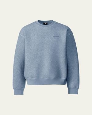 Mackage Julian Double-Face Jersey Silicone-Logo Crewneck Sweater - Blue
