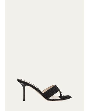 Christen 75Mm Helix Python-Effect Leather Thong Sandals - Natural