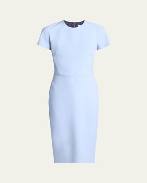 Victoria Beckham Fitted Wool Blend T-Shirt Dress - Blue