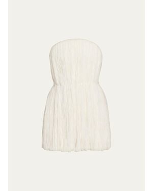 Adam Lippes Isla Pleated Delp Silk Strapless Top - White