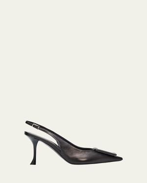Roger Vivier 85Mm Viv Ville Leather Slingback Pumps - Natural