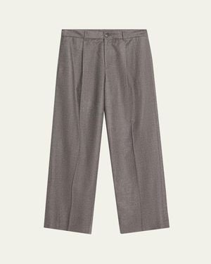 FRAME Wide-Leg Flannel Pants - Gray