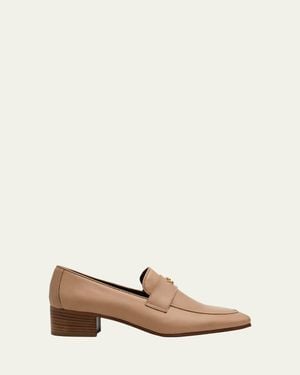 Bougeotte Cuban Block-Heel Leather Loafers - Natural