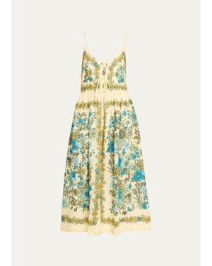 ALÉMAIS Sophia Floral Midi Dress - White