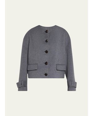 Veronica Beard Elaris Virgin Wool-Blend Crop Jacket - Blue