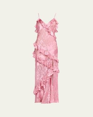 LoveShackFancy Dean Floral Silk Maxi Dress - Pink