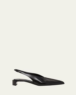 Jil Sander Leather Slingback Pumps - Natural
