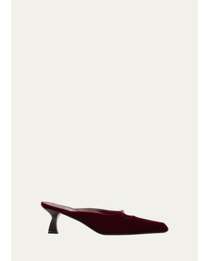 NODALETO 50Mm Velvet Kitten-Heel Mules - White