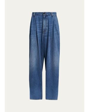 Marni Pleated-Front High-Rise Wide-Leg Jeans - Blue