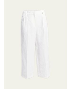 Giorgio Armani Linen Straight-Leg Pants - White