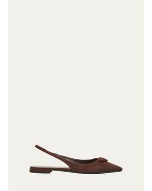 Prada Suede Slingback Flats - Natural