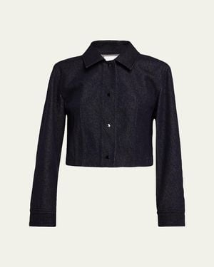 Vince Cropped Shirt Jacket - Blue