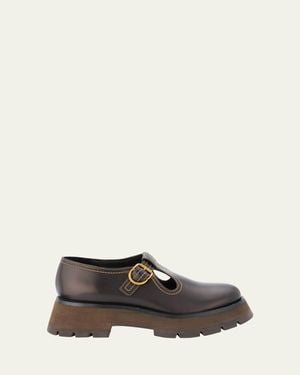 3.1 Phillip Lim Kate Lug-Sole Mary Jane Loafers - White