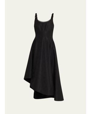 Jason Wu Asymmetric Metallic Floral Jacquard Midi Dress - Black