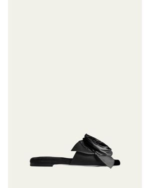 Simone Rocha Pressed Rosette Satin Slide Sandals - Natural