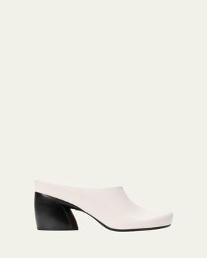 Loewe 70Mm Oval Leather Mules - Natural