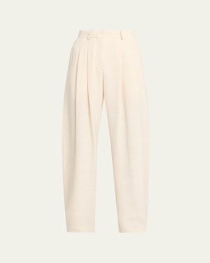 Nanushka Seka Cotton Linen Tweed Tapered Tailoring Pants - Natural