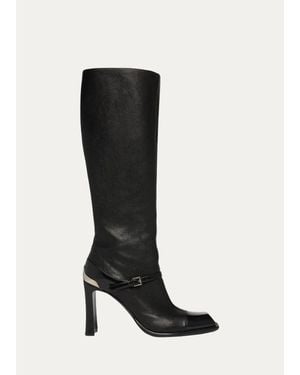McQueen 95Mm Niko Leather Knee-High Boots - Black