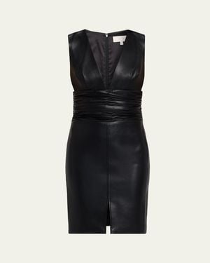 Toccin Dash Plunging Ruched Bodycon Mini Dress - Black