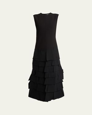 A.W.A.K.E. MODE Laser-Cut Fit-and-Flare Maxi Dress - Black