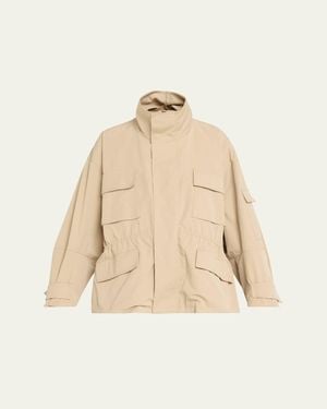 Plan C Oversized Nylon Utility Jacket - Natural