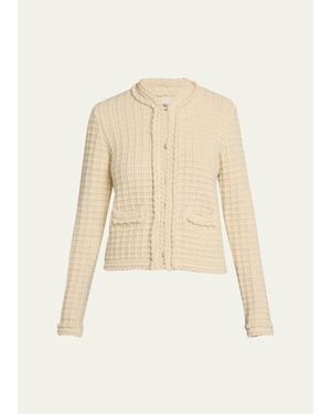 Isabel Marant Hortense Windowpane Knit Collarless Jacket - Natural