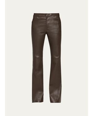 Vince Mid-Rise Stretch-Leather Flare Pants - Gray