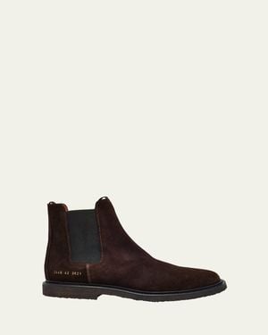 Common Projects Suede Rubber-Sole Chelsea Boots - Brown