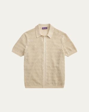 Ralph Lauren Textured Cotton Short-Sleeve Cardigan - Natural