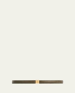TOTEME Slide Clasp Lizard-Embossed Leather Belt - Natural